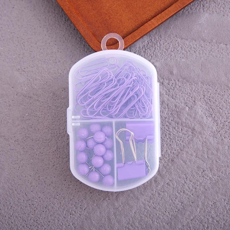 Красочный набор канцелярских товаров 3-в-1 - Милые скрепки, зажимы для бумаги и канцелярские кнопки в наборе для школьных и офисных принадлежностей