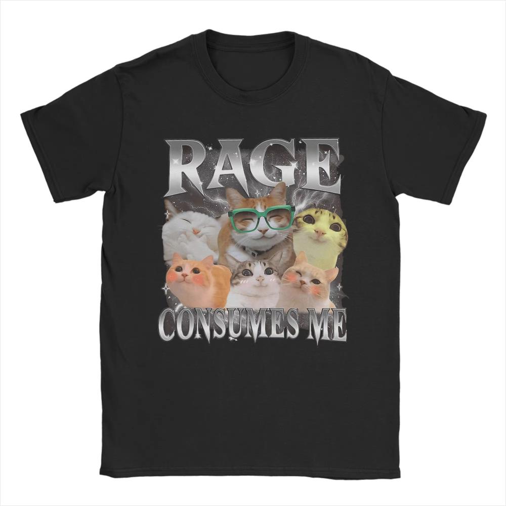 Streetwear T Shirts Summer Rage Consumes Me Cat Leisure T Shirts Cotton Tshirt For Unisex Unisex Y2k Retro Cheap Print Short Sleeve