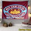Custom Name West Ham Football Crest Tapestry Accessories for Bedroom,Livingroom, dormitory Room Wall Hanging Decor, Fan Birthday Gifts