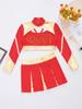 Girls Two Piece Cheerleading Dance Outfit School Stage Performance Show Cheering Team Uniform Set Masquerade Carnival Rave Suit