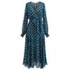 Women's Polka Dot V-neck Long Midi Dress, Spring Autumn Casual Dress for Crossborder