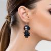 Themed Halloween Black Skull Rose Girl Four Pattern Women Earrings Acrylic