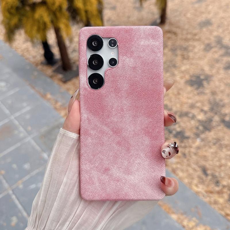 Cowboy Jeans Fabric Armor Frameless Case For Samsung S25 S24 S23 S22 Ultra Coque Candy Denim Protective Hard Phone Cover