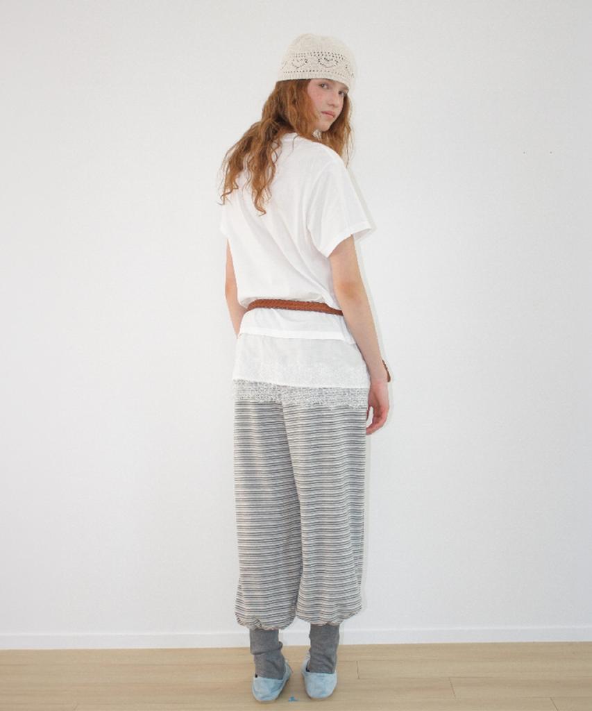 RONRON Leg Warmer Layered Sweat Pants Gray Stripe
