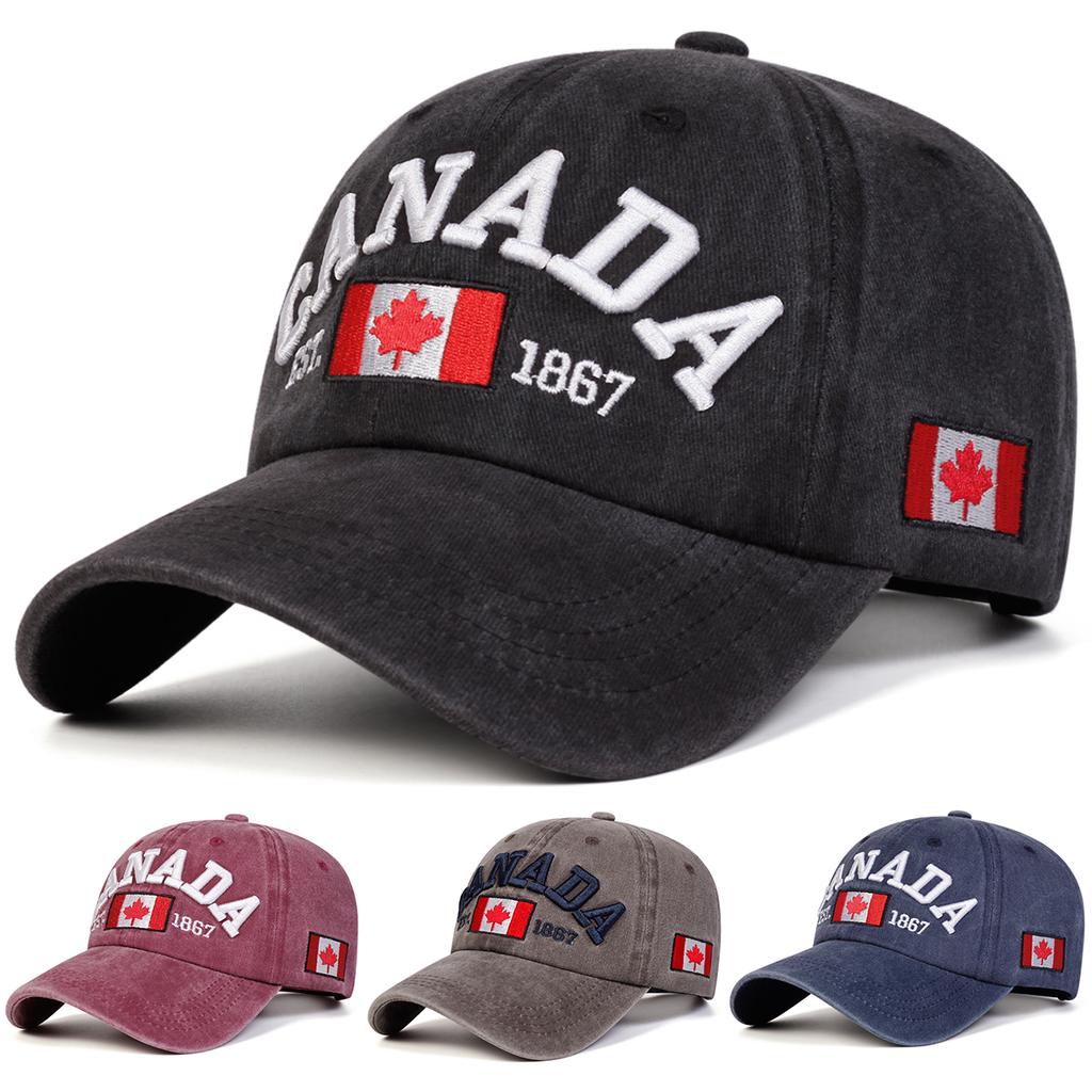 Унисекс Кепки-бейсболки с вышивкой букв CANADA, стираные, весенние, осенние, для улицы, регулируемые, повседневные, солнцезащитные, спортивные