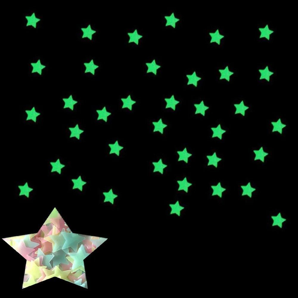 3D Fluorescent Star Stickers DIY Wall Decals  Bedroom Ceiling Livingroom