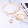 French light luxury high-end design special-shaped imitation pearl exaggerated opening collar bracelet ring women's suit