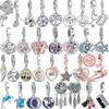 925 Silver Love Forever Open Heart Rose Flowers Feather Wing Spinning Dangle Beads Fit Charms Bracelets Jewelry