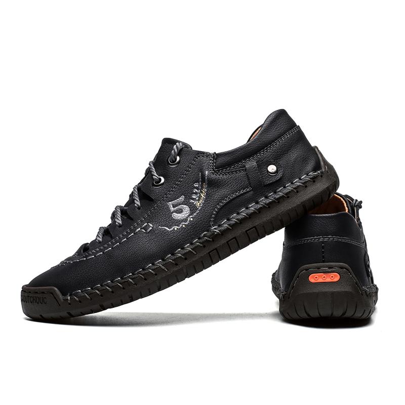 Мужские кожаные туфли на открытом воздухе, удобные, высокого качества, модные, мягкие, мужские, до щиколотки, нескользящие, повседневные, мокасины ручной работы, большой размер 48