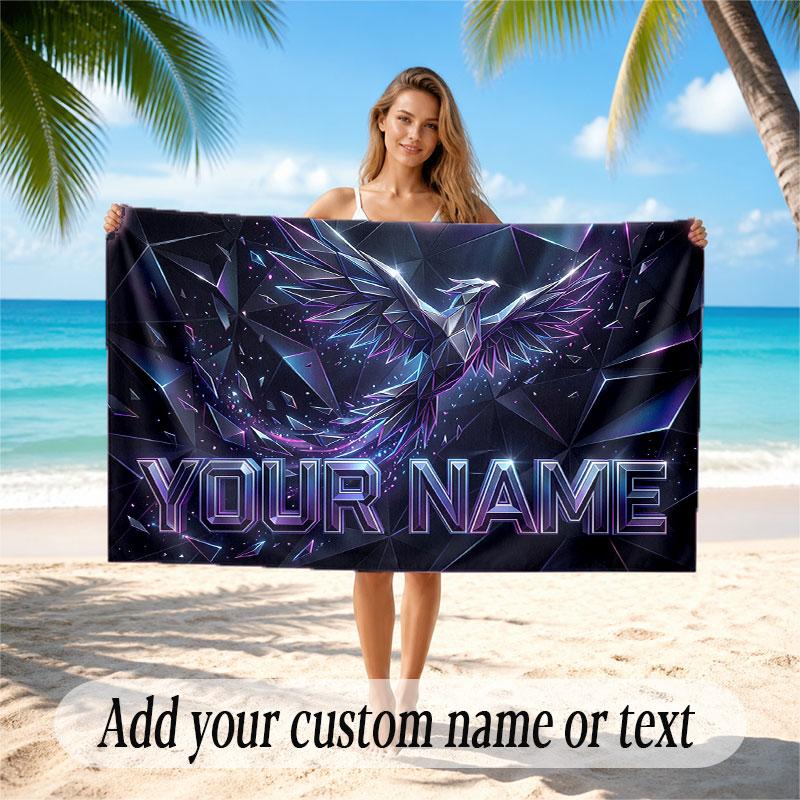 Fantasy Magic Theme Soft Beach Towel Personalized Custom Name Text Towel Portable for Beach Pool Travel