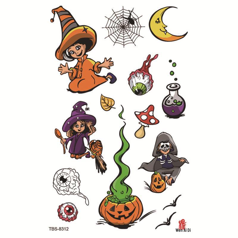 Водонепроницаемые реалистичные тату-наклейки на Хэллоуин