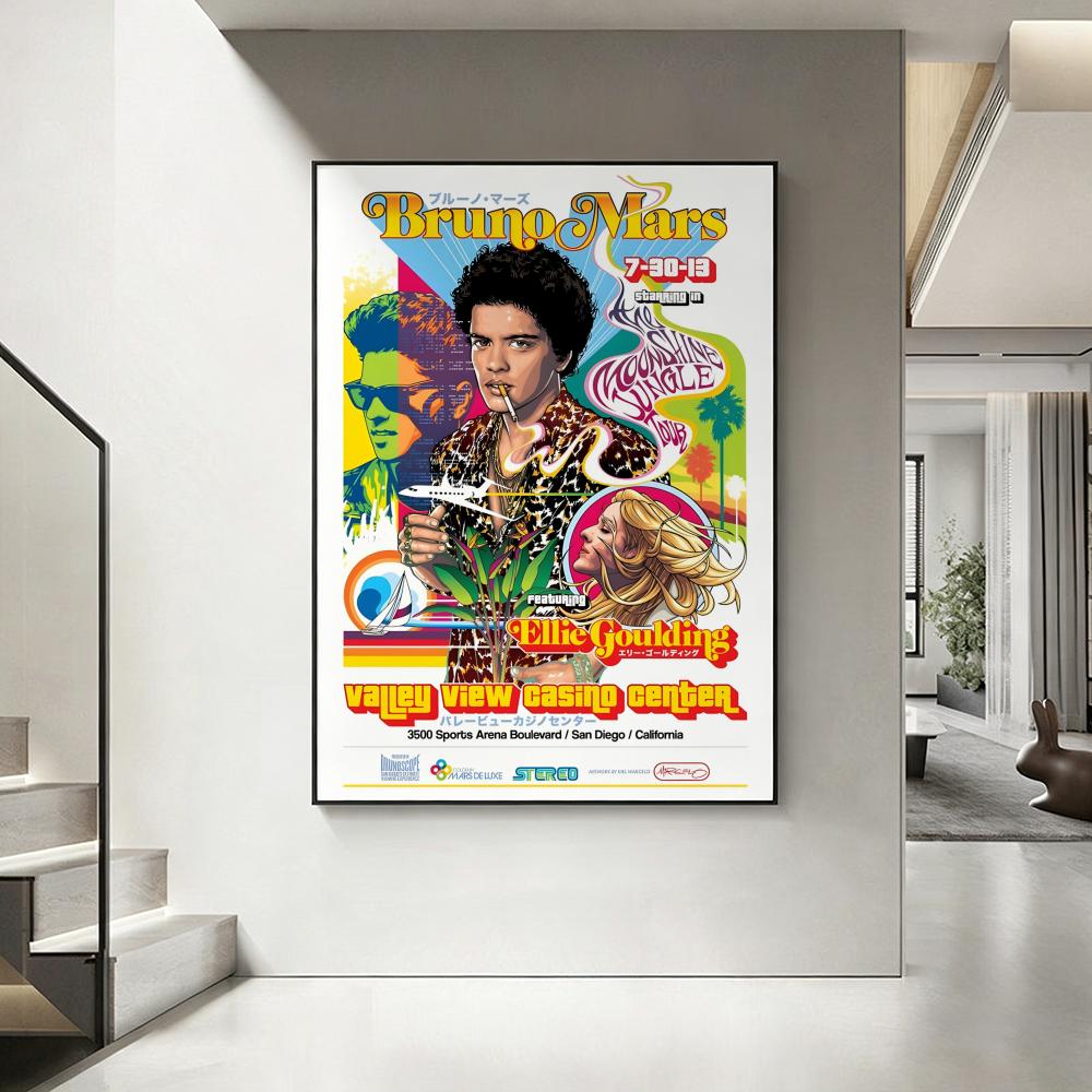 Singer B-Bruno M-Mars Poster HD art, waterproof, sticky wall, home decoration (living room, bedroom, bar), aesthetic