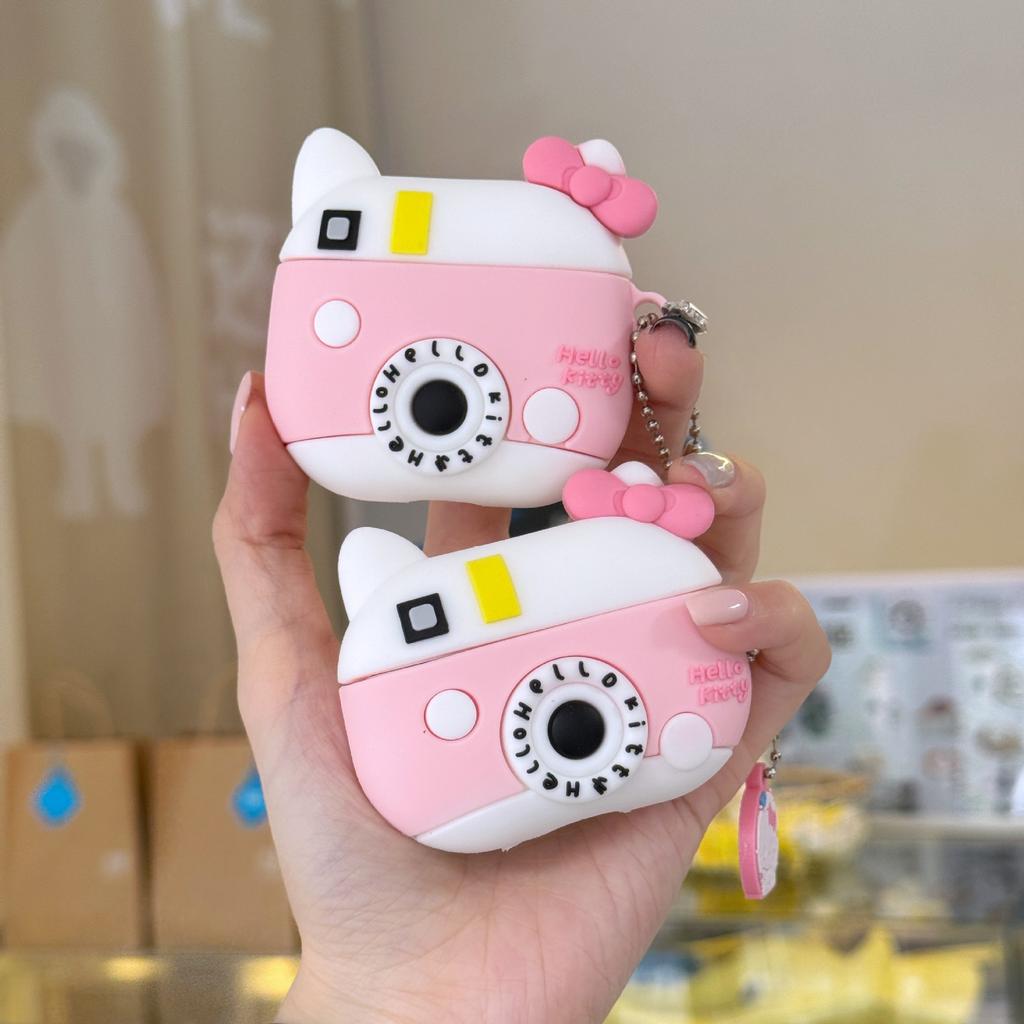 Милый чехол для AirPods Pro Apple 1/2/3 поколения в виде камеры с кошкой KT, мультяшный защитный чехол для женщин