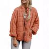 Women's Quilted Zip-Up Jacket with Square Stitch Design, Loose Fit, Multiple Color Options