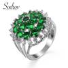Кольцо SODROV с зеленым цирконом в форме большого цветка