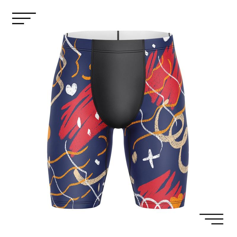 Mens Hawaiian Print Board Shorts Quick Dry Swim Trunks Beachwear 5/8 Length With Mesh Lining