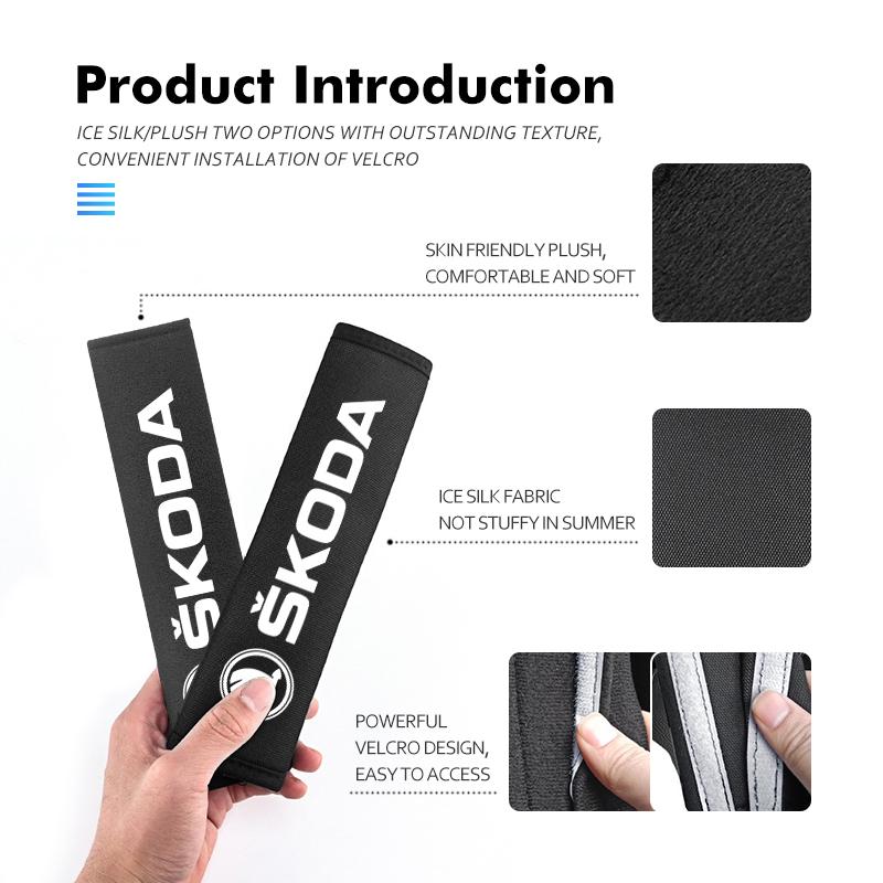 cqmes7 Car Seat Belt Shoulder Protector Cover Safety Belt Padding Pad Mat For Skoda VRS Octavia 1 2 3 Rapid Kodiaq Karoq Fabia Kamiq