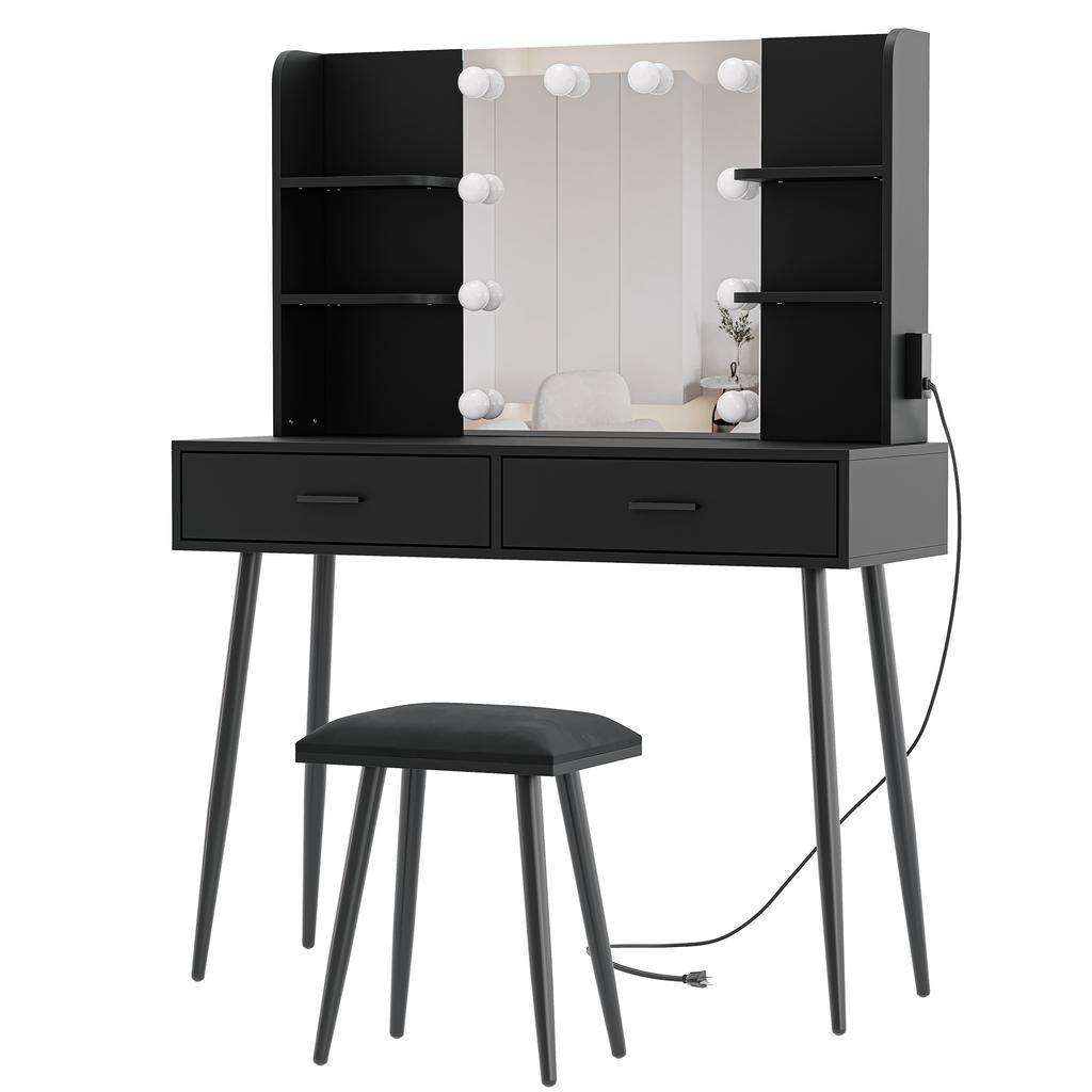 Furniouse туалетный столик с зеркалом, подсветкой, сенсорным выключателем, 3 режима освещения, яркость, регулируемый столовый гарнитур для спальни-студии