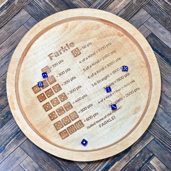 Деревянный поднос для игральных костей Farkle с игральными костями 7/12/14 дюймов, подставка для подсчета очков Farkle, игровой набор с правилами для игрового вечера, семейного сбора