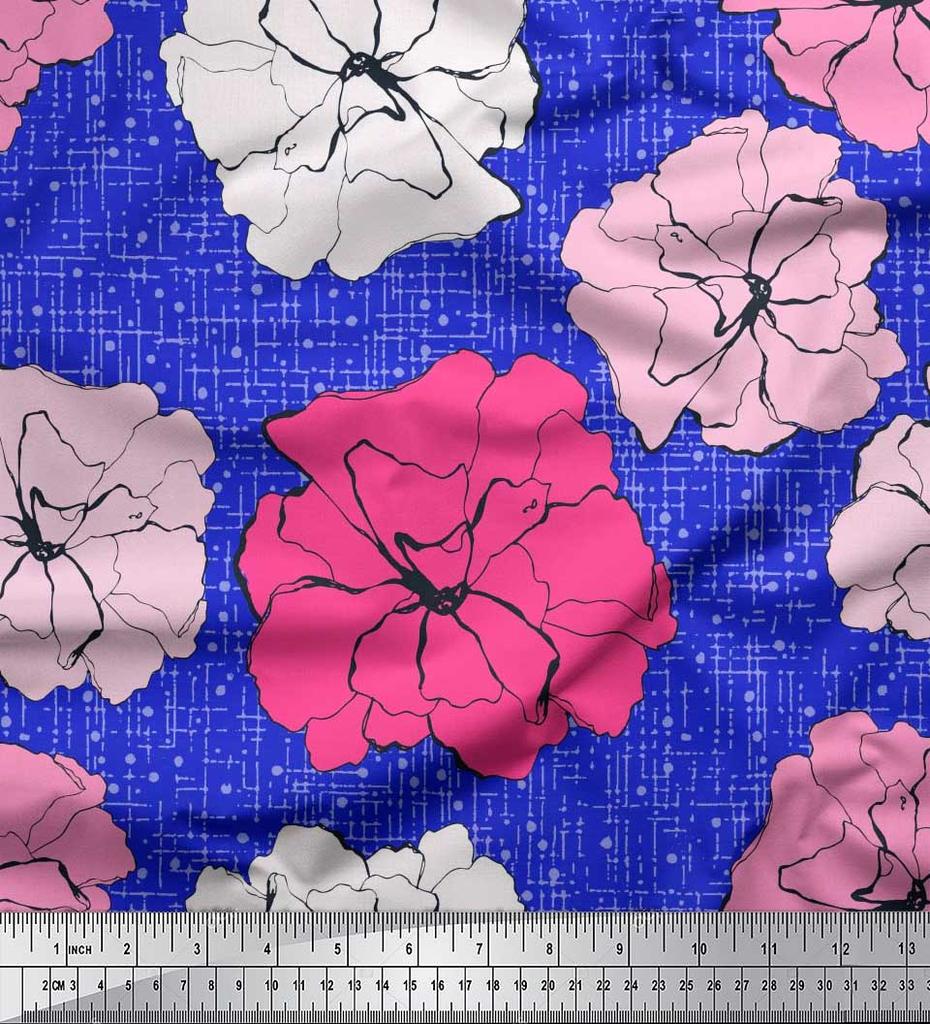 Soimoi Японский креп-атласная ткань с гвоздикой и цветочным принтом, швейная ткань, метр 42 дюйма