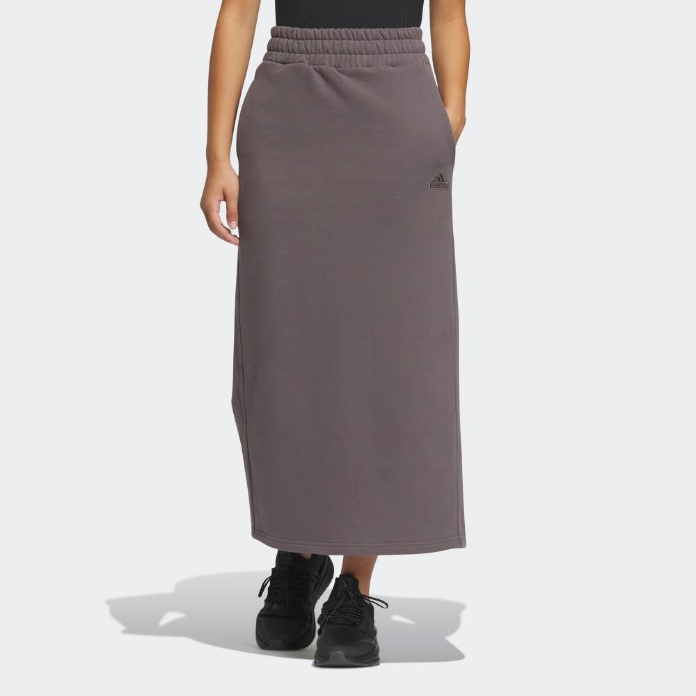 Adidas Solid Logo Sport Casual Maxi Skirt Women Bottoms Charcoal-Grey IM8855
