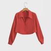 2025 Euro-American Women's Summer Silk Satin Long-Sleeve Crop Top