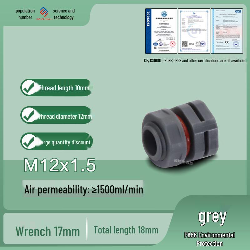 M12 Waterproof Breathable Nylon Automatic Vent and Pressure Relief Valve for Fermentation