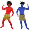 Clearstone Halloween Setsubun Realistic Demon Cosplay Costumes for Men Red and Blue (2-Piece Set)