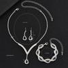 3 Pcs Luxury Rhinestone Bride Zircon Set for Women Black Water Drop Crystal Earrings Wedding V Necklace Eye Bracelet Fashion-