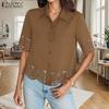 Женская повседневная летняя блузка с отложным воротником и коротким рукавом