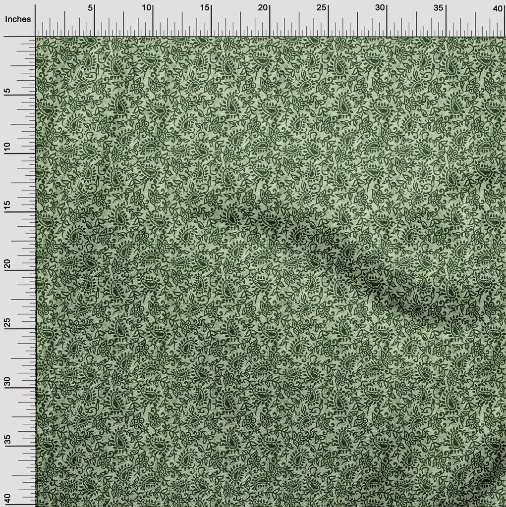 oneOone Cotton Flex Green Fabric Asian Batik Paisley Diy Clothing Quilting Fabric Print Fabric By Yard 40 Inch