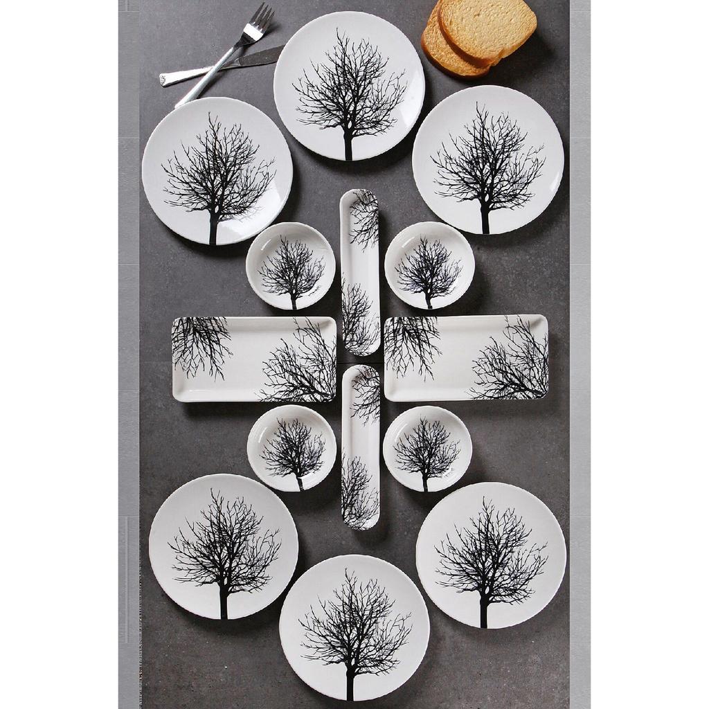 14 Piece Handmade Tree Of Life Pattern Breakfast Set For 6 People - Luxury Breakfast Presentation Set