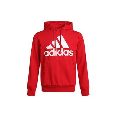 adidas Мужская флисовая толстовка Essentials с принтом логотипа и шнурком, светло-алая GV0249