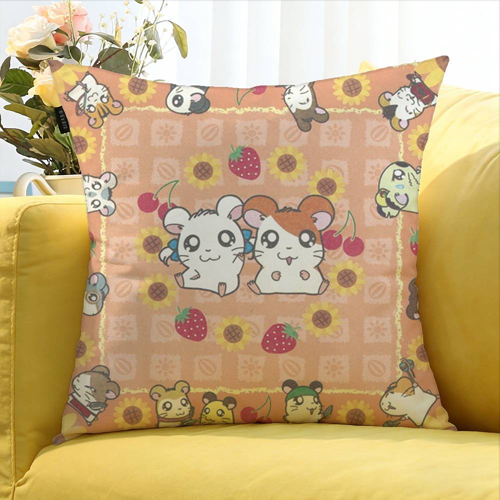 pc CUTE HHamtaro Kawaii World Various Sizes Square Pillow Case For Car Home Bedchamber Decor