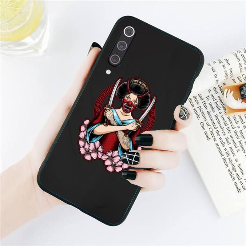 Женский чехол для телефона Samurai Gril для Xiaomi Redmi Note 11 10 9T 8 7 Pro Redmi 10 9 9A 9C 8 7 6 Мягкий черный чехол для телефона
