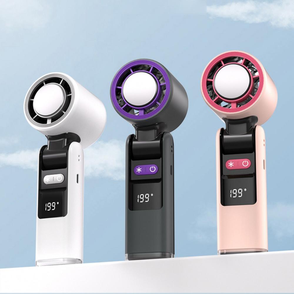 Handheld Portable Cooling Fan 199-Speed LED Ice Folding Folding Neck Fan 4000mAh Ultra Long Life Suitable For Camping And Hiking