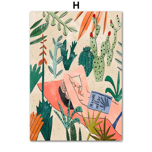 Girl Llamas Leopard Tiger Orange Vintage Tribe Posters And Prints Wall Art Canvas Painting Wall Pictures For Living Room Decor No Frame