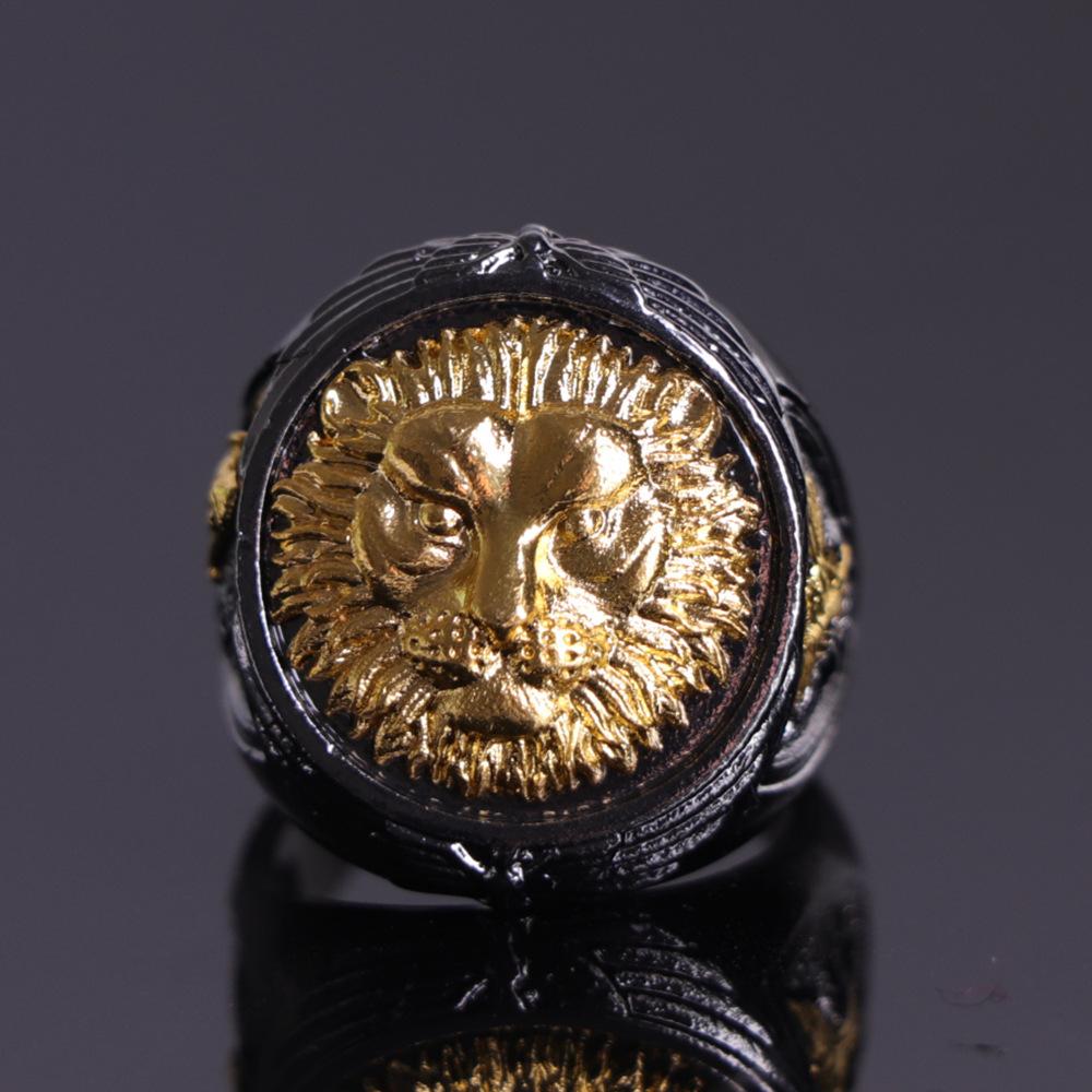 Двухцветное кольцо, Властный и Креативный Лев, Яркий Черный, Ювелирное украшение для руки