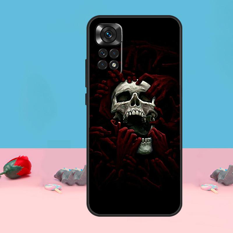 Чехол-обложка в готическом стиле с изображением черепа для Xiaomi Redmi Note 14 13 12 10 11 Pro 11S 12S Чехол для Redmi 15 15C 10C 12C 13C 14C