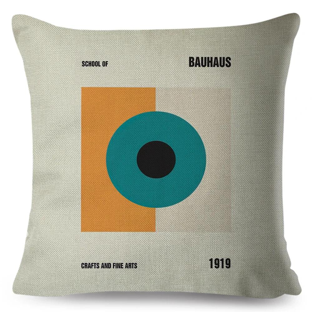 Nordic Polyester Throw Pillow Case for Sofa Minimalist Color Block Double Print Cushion Cover Decor Bauhaus Modern Pillowcase