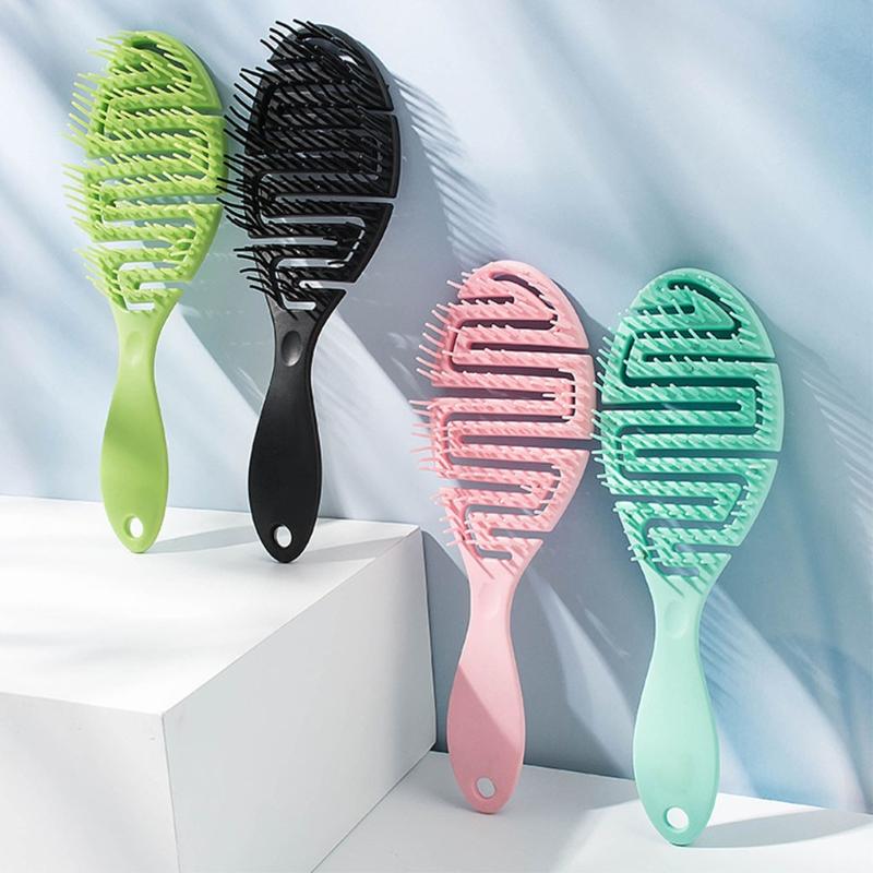 Расческа массажная изогнутая Wet Brush с гибкими щетинками для мокрых волос - Доступна в зеленом, розовом, синем, фиолетовом и черном цветах