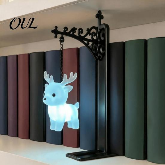 Birthday Surprise for Fans Magical Bookshelf Lamp with Owl Phoenix And Stag Figures, Vintage Iron Stand Whimsical Home Decoration Light, Warm