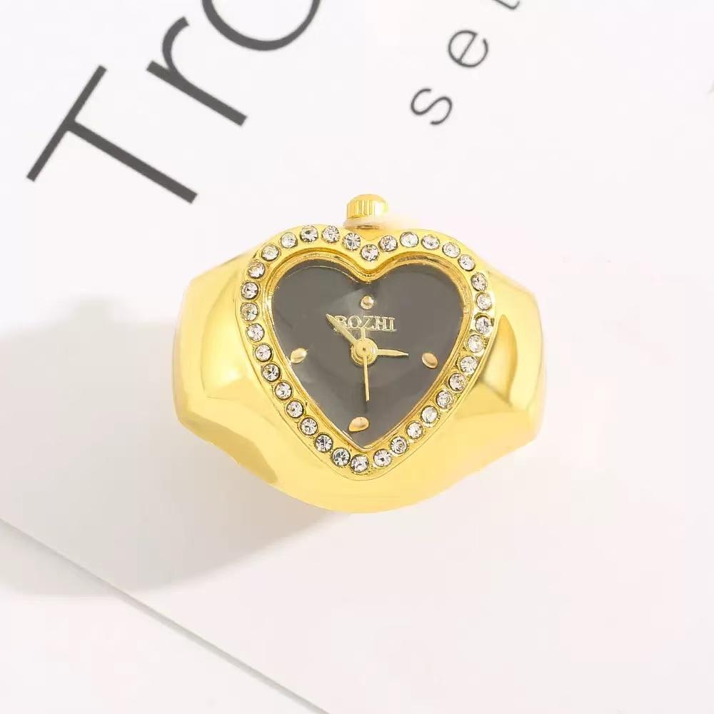 Heart Shaped Ring Watch for Women Men Gold Silver Stainless Steel Case Quartz Movement Real Clock