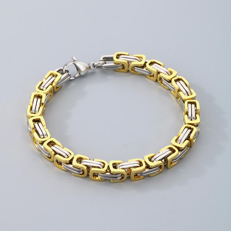 Factory Men's Stainless Steel Byzantine Chain Bracelet King Chain Bracelet Hip Hop Chunky Chain Bracelet