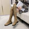 Lace-up Elegant with Low Heels Round Toe Thigh High Boots for Women Autumn Winter Gothic Biker Above Over The Knee Shoes Woman
