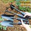 Dual-Purpose Gardening Tool Set: Black Handle Spray Hoe, Five-Tooth Rake, and Shovel