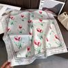 Literary Fresh Square Scarf Headscarf Tulip Silk Scarf Neckerchief Romantic Gentle Hair Tie Decorative Neckerchiefs