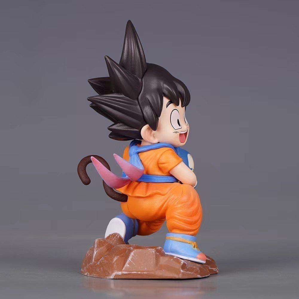 10cm/3.94in Anime Dragon Ball Childhood Little Goku Hugs Puer Action Figures Pvc Desktop Ornamen Collection Model Toys Gifts Round Sensory Compression