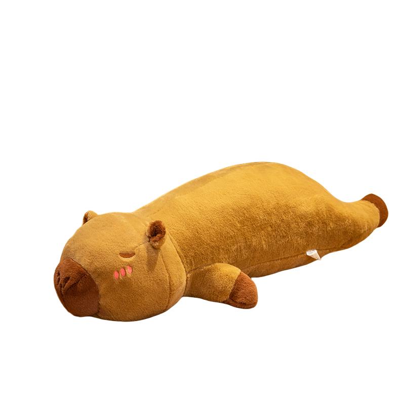 60/80cm Cute Capybara Plush Toy Very Soft Stuffed Animal Shy Pink Brown Capybara Plushies Washable