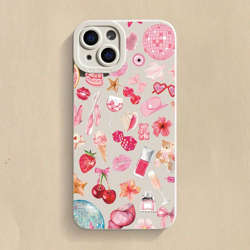 Чехол с блестящим хрустальным шаром и розовым бантом в виде вишневого узора для Redmi Note 14 13 12 11 Pro Plus 5G 12S 11S 10S Redmi 13C 14C